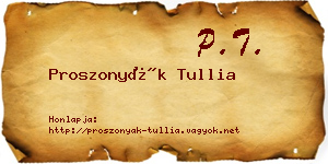 Proszonyák Tullia névjegykártya